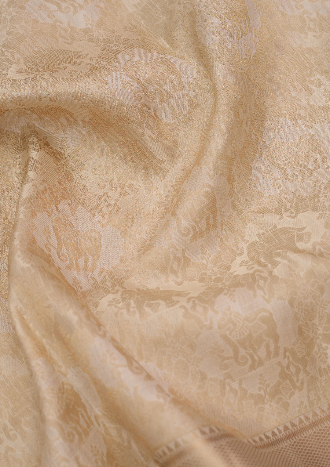 Cream Kanjivaram Pure Silk Saree