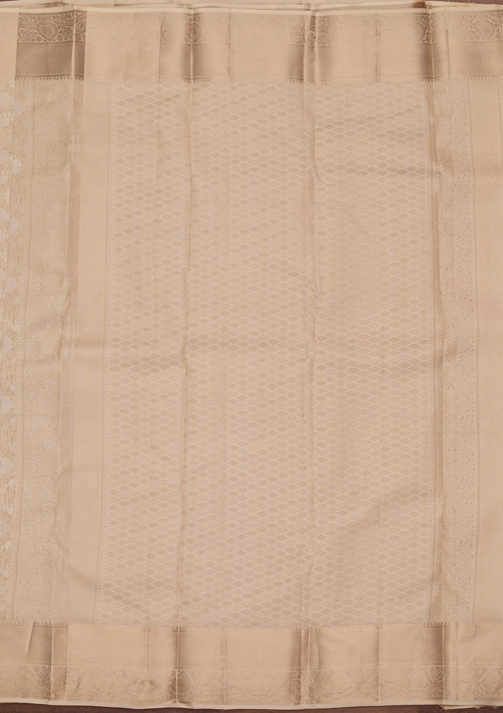 Cream Kanjivaram Pure Silk Saree