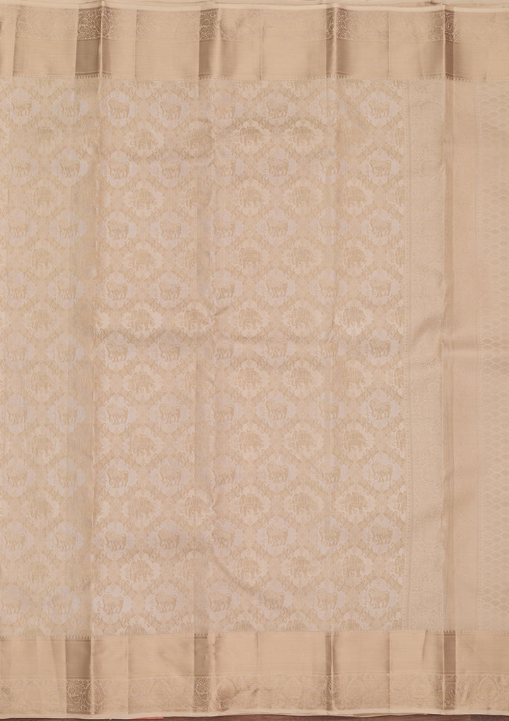 Cream Kanjivaram Pure Silk Saree