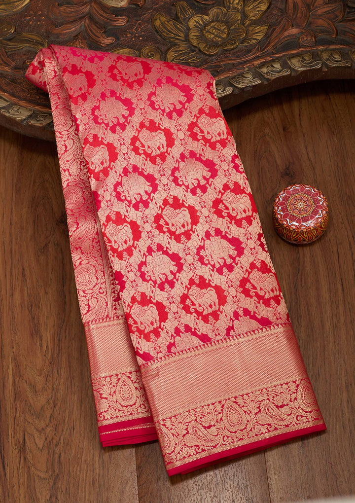 Red Zariwork Pure Silk Saree