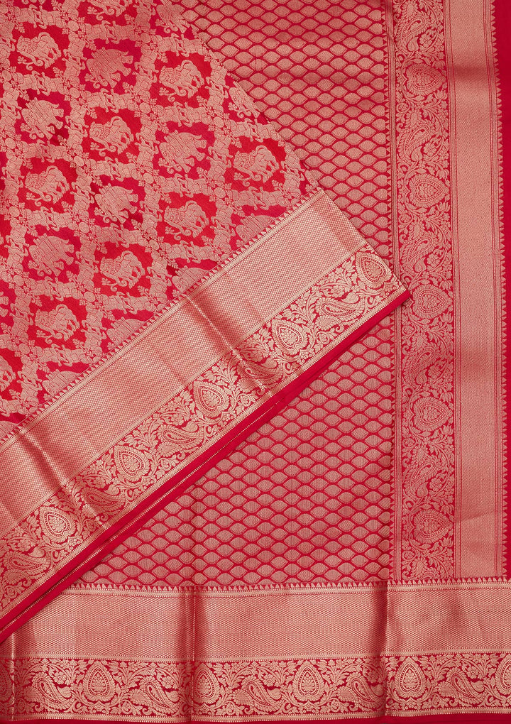 Red Zariwork Pure Silk Saree