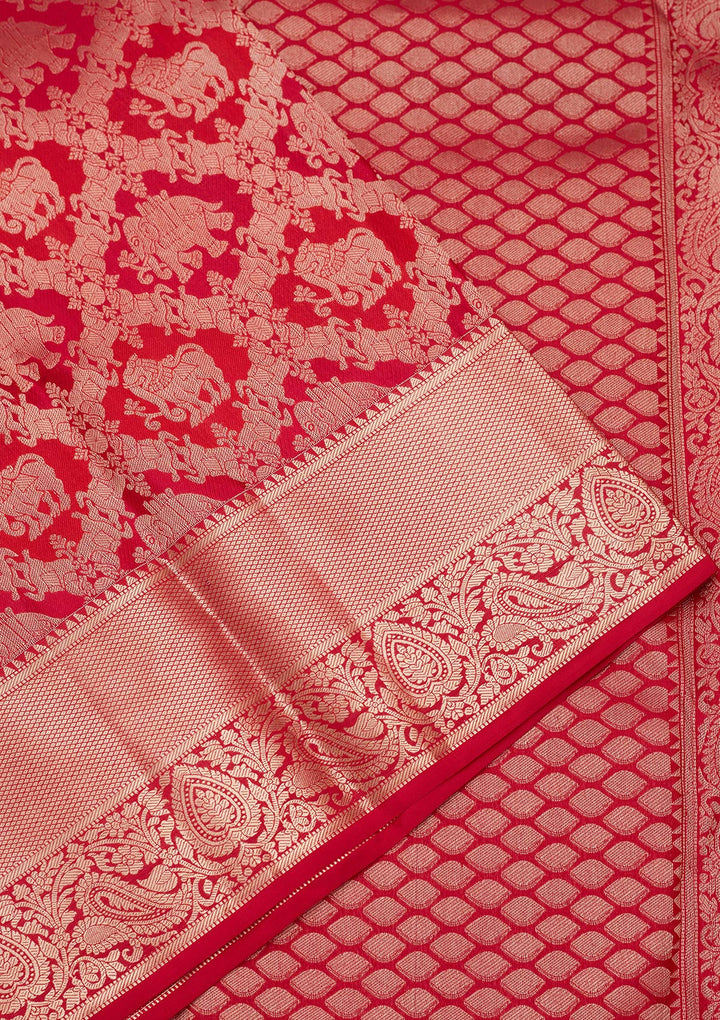 Red Zariwork Pure Silk Saree