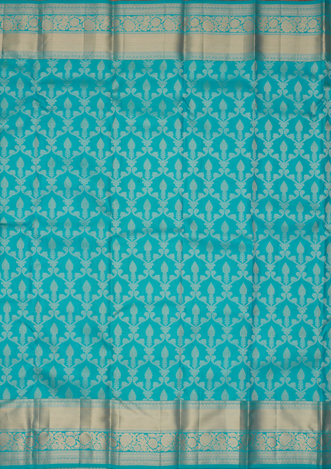 Turquoise Blue Silk Jaal Saree With Matching Blouse Piece