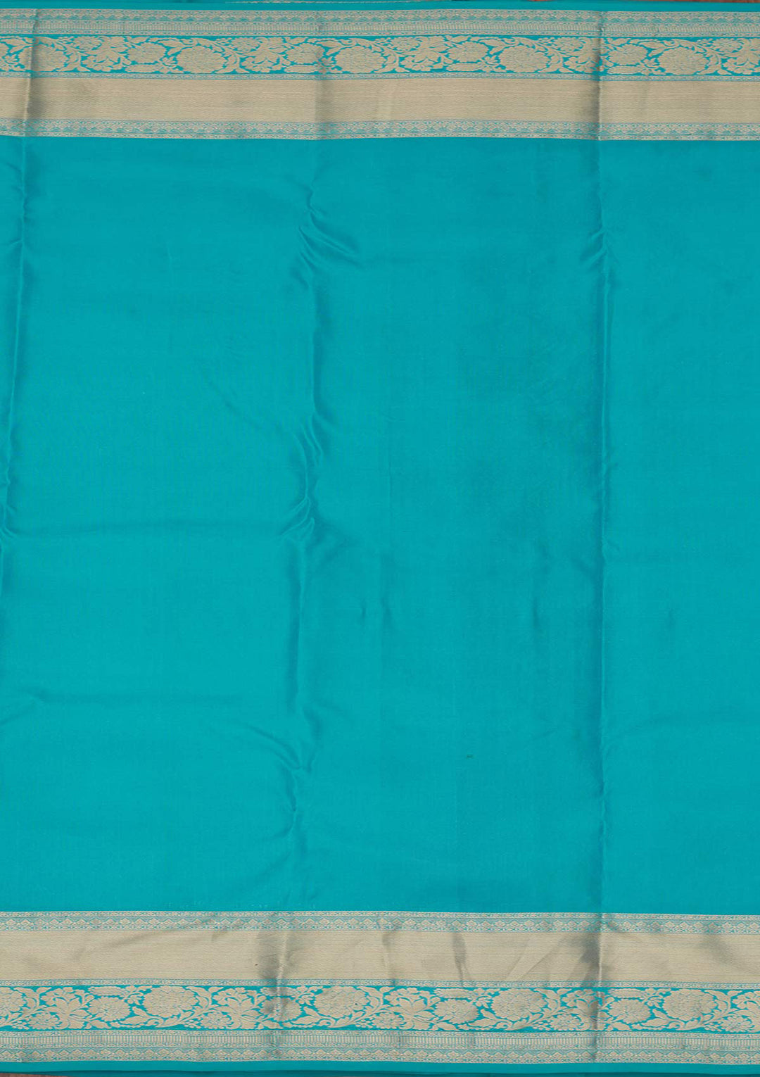 Turquoise Blue Silk Jaal Saree With Matching Blouse Piece