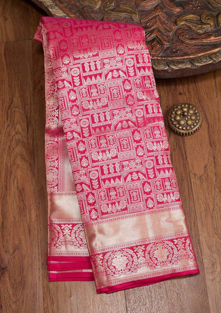 Rani Pink Zariwork (Gold) Pure Silk Silk_Saree