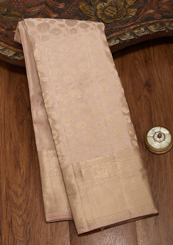 Mauve Silk Jaal Saree With Matching Blouse Piece