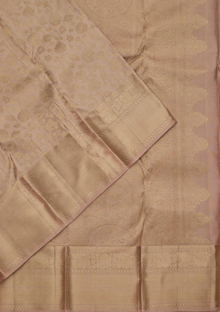 Mauve Silk Jaal Saree With Matching Blouse Piece