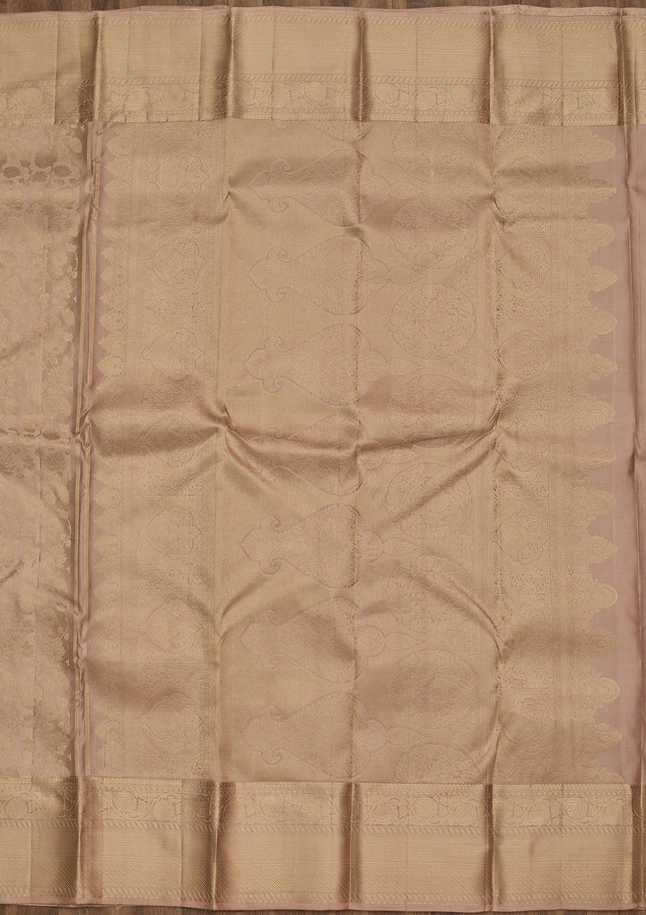 Mauve Silk Jaal Saree With Matching Blouse Piece