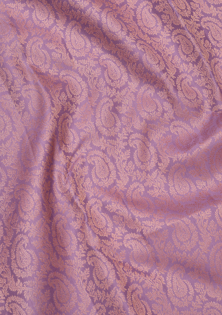Lavender Silk Jaal Saree With Matching Blouse Piece