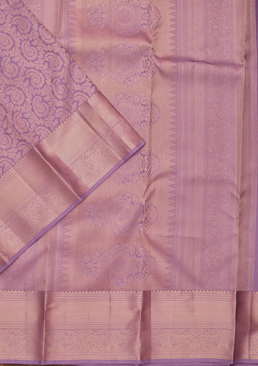 Lavender Silk Jaal Saree With Matching Blouse Piece