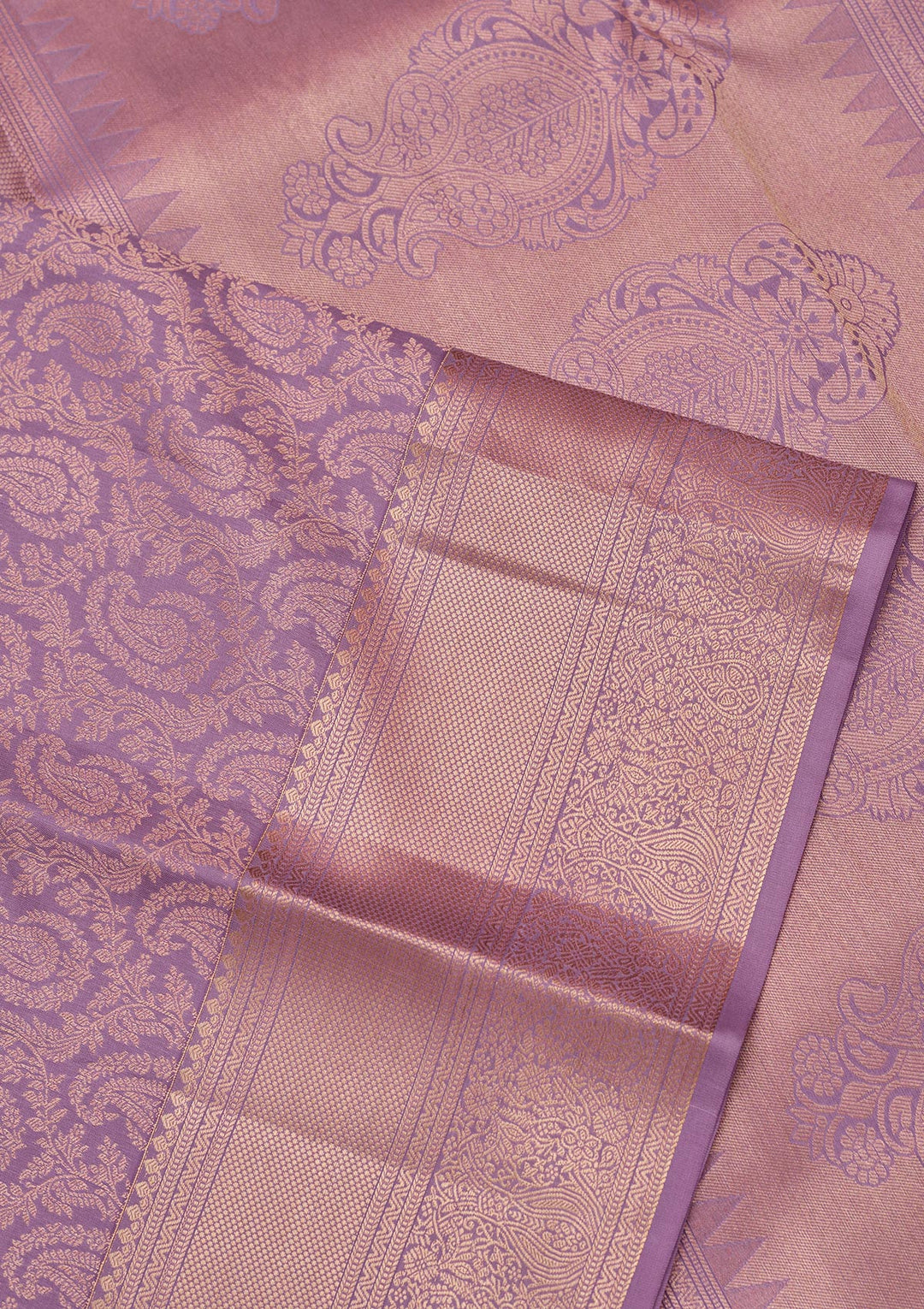 Lavender Silk Jaal Saree With Matching Blouse Piece