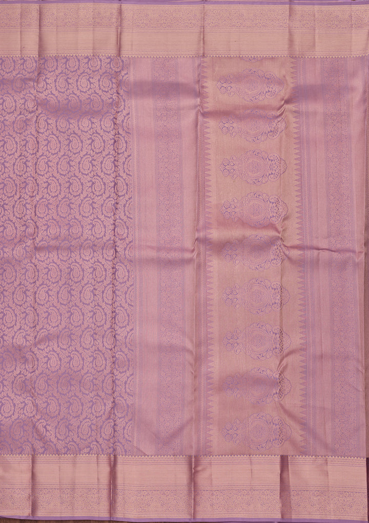 Lavender Silk Jaal Saree With Matching Blouse Piece