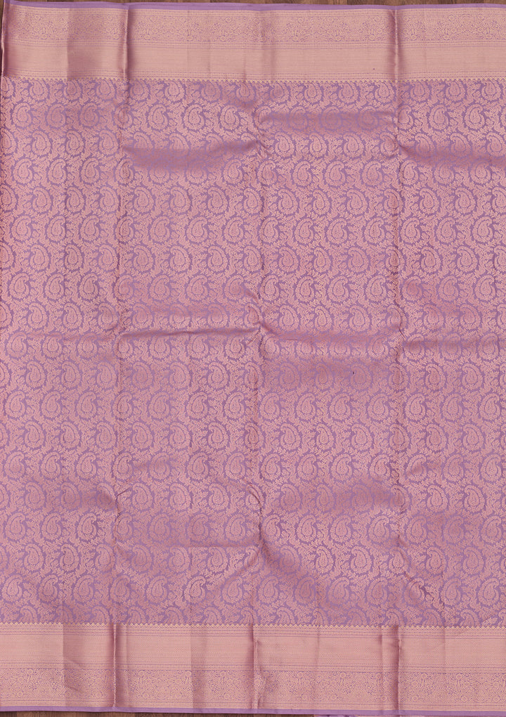Lavender Silk Jaal Saree With Matching Blouse Piece