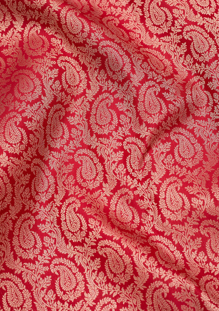 Maroon Pure Silk Jaal Zariwork Saree With Matching Blouse Piece