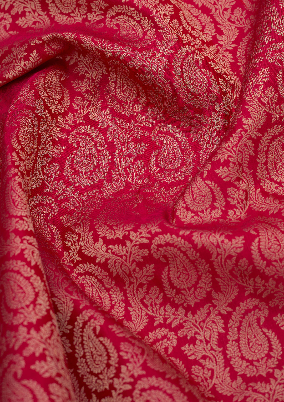 Rani Pink Pure Silk Jaal Zariwork Saree With Matching Blouse Piece