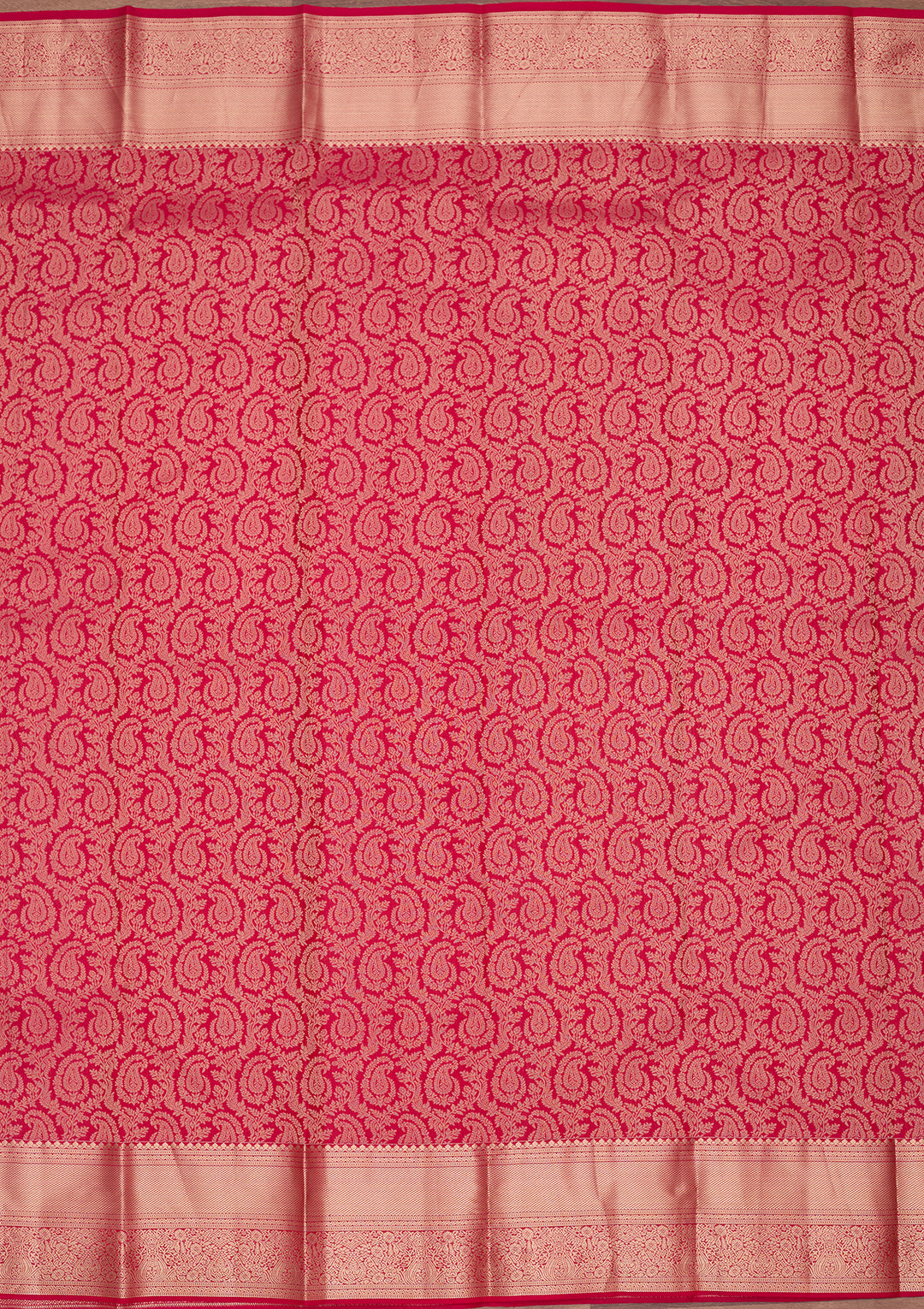 Rani Pink Pure Silk Jaal Zariwork Saree With Matching Blouse Piece