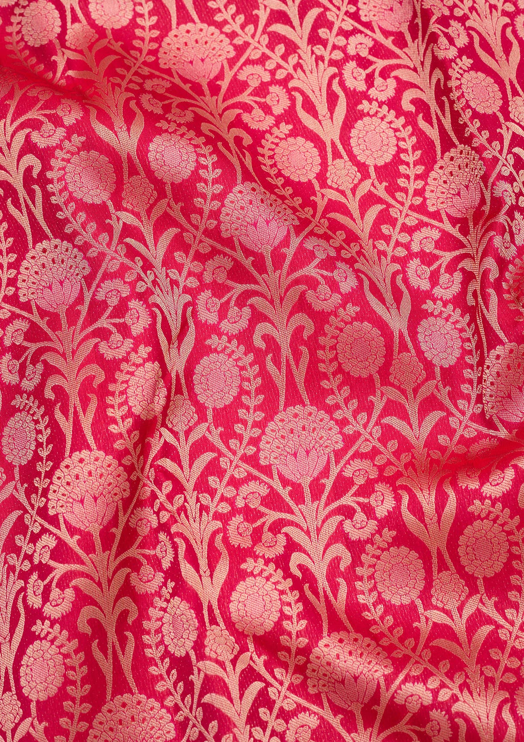 Rani Pink Silk Jaal Saree With Matching Blouse Piece