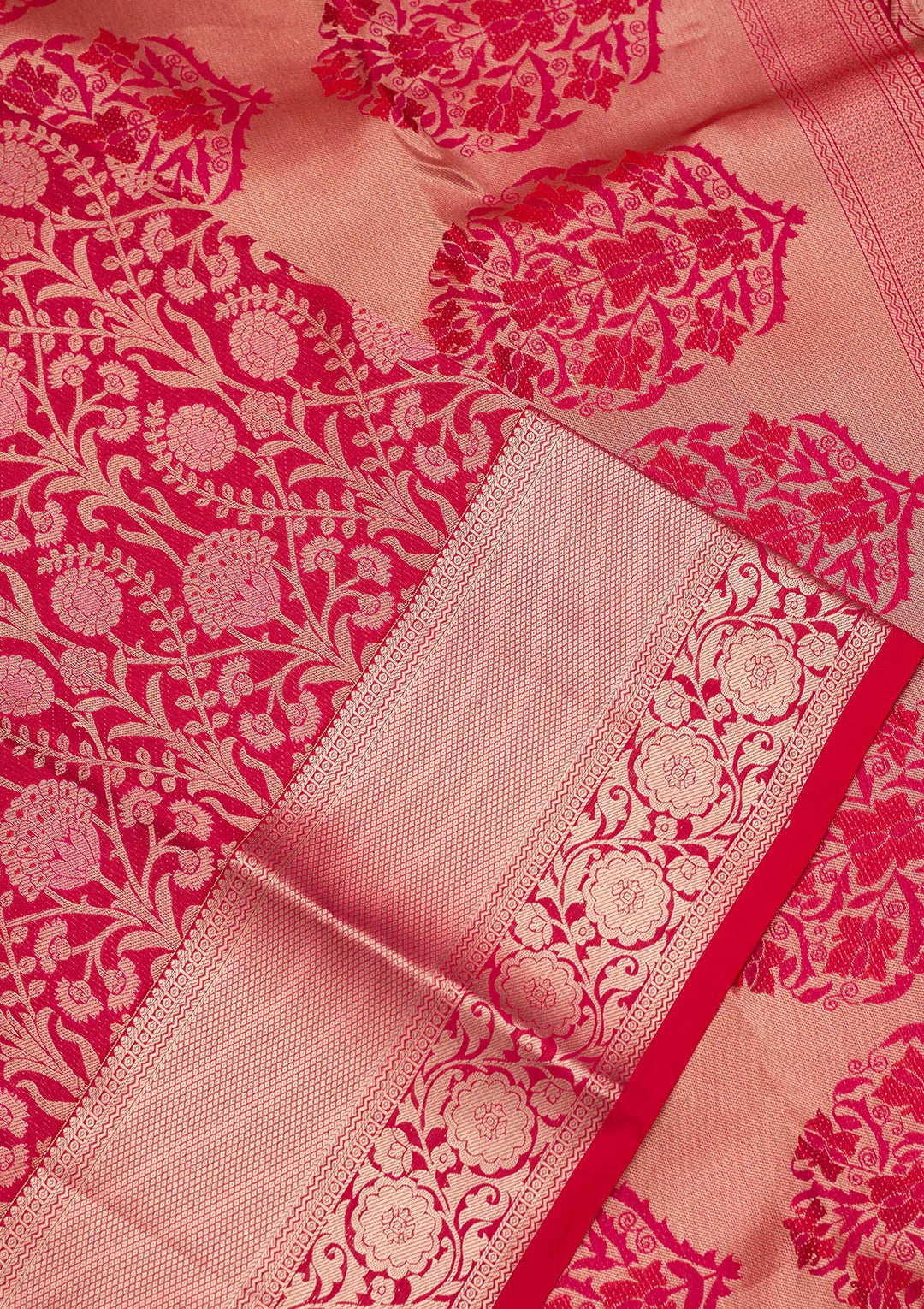 Rani Pink Silk Jaal Saree With Matching Blouse Piece