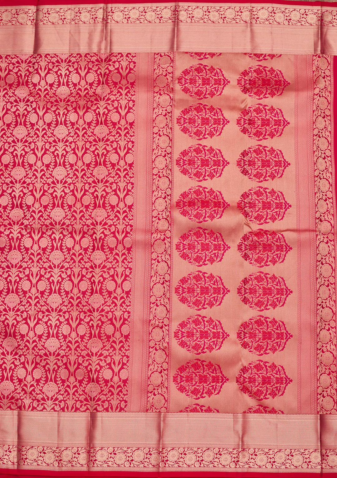 Rani Pink Silk Jaal Saree With Matching Blouse Piece