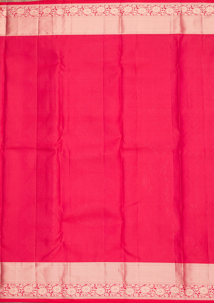 Rani Pink Silk Jaal Saree With Matching Blouse Piece