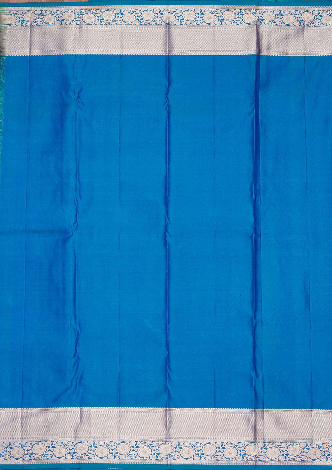 Turquoise Blue Pure Silk Jaal Zariwork Saree With Matching Blouse Piece
