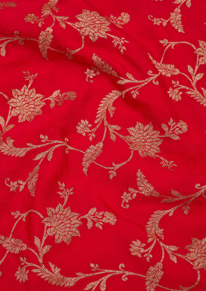 Red Zariwork Pure Crepe Silk Saree
