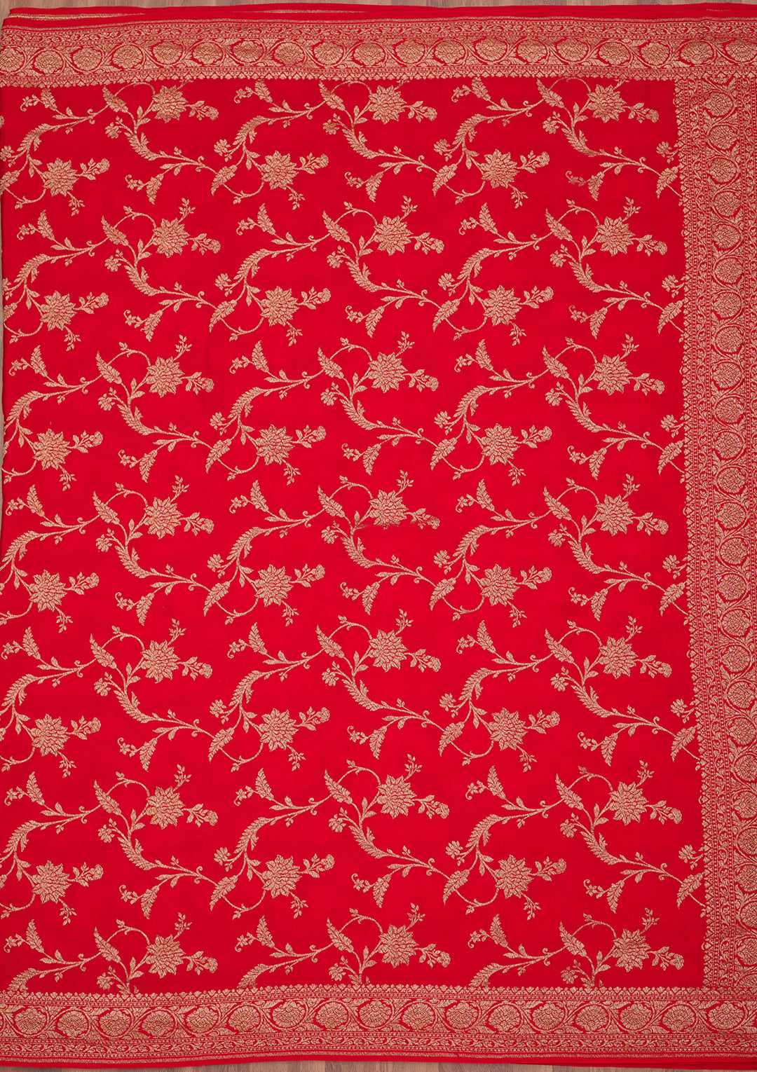 Red Zariwork Pure Crepe Silk Saree