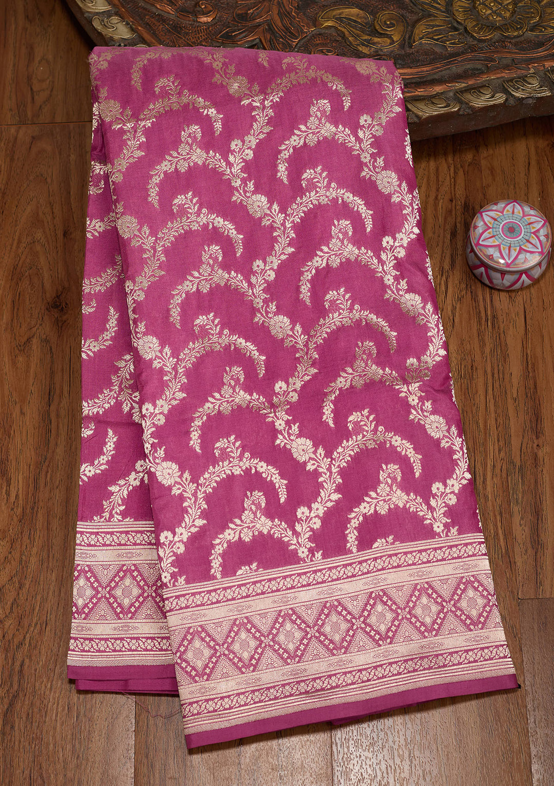 Mauve Zariwork Pure Silk Saree