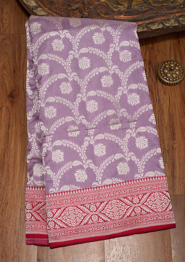 Mauve Zariwork Pure Silk Saree