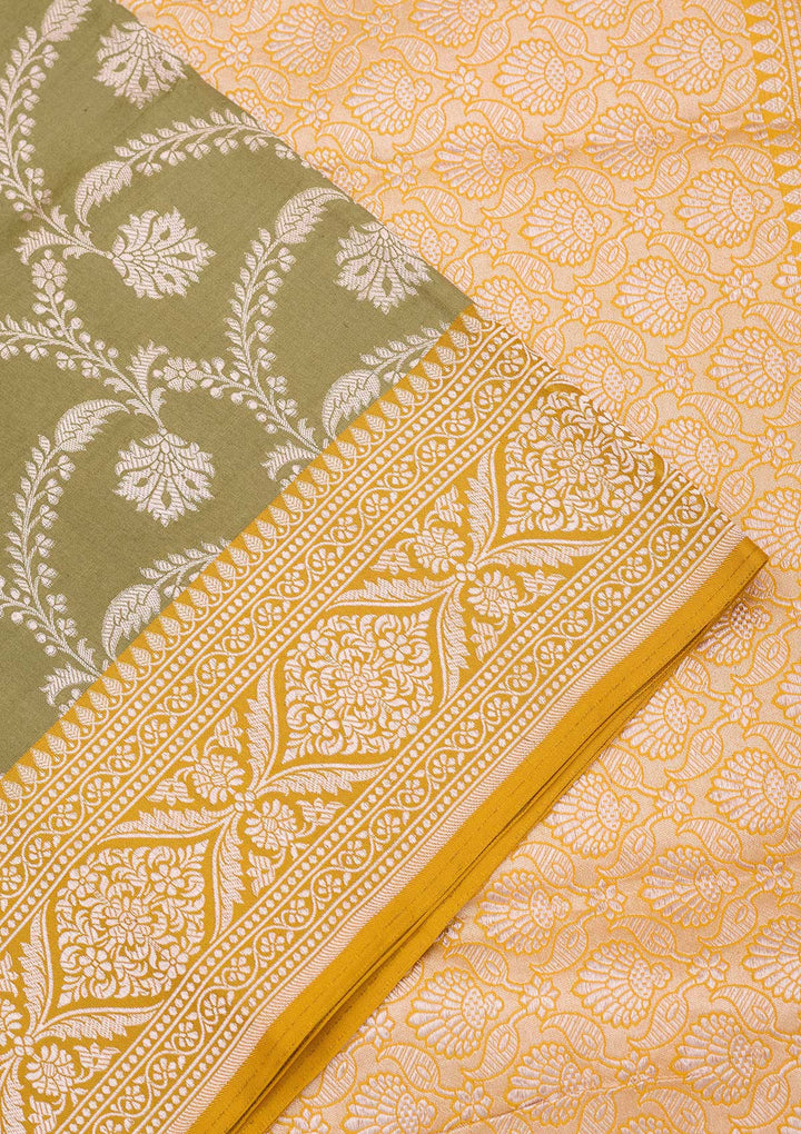 Pista Green Zariwork Pure Silk Saree