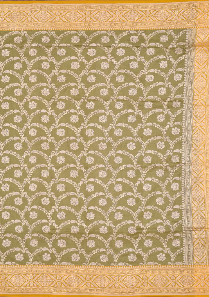Pista Green Zariwork Pure Silk Saree