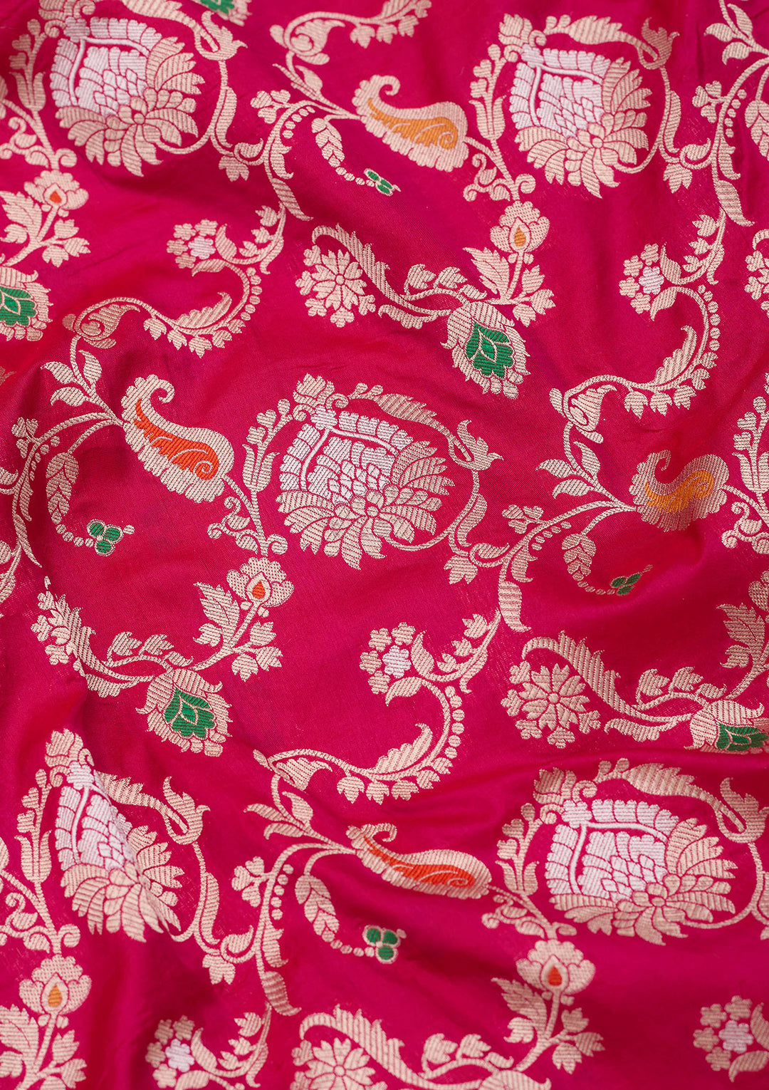 Magenta Pink Zariwork Pure Silk Saree