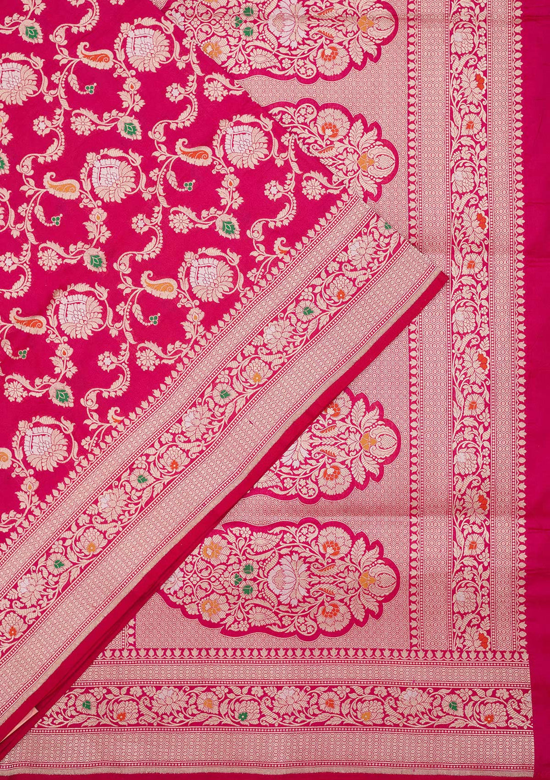 Magenta Pink Zariwork Pure Silk Saree