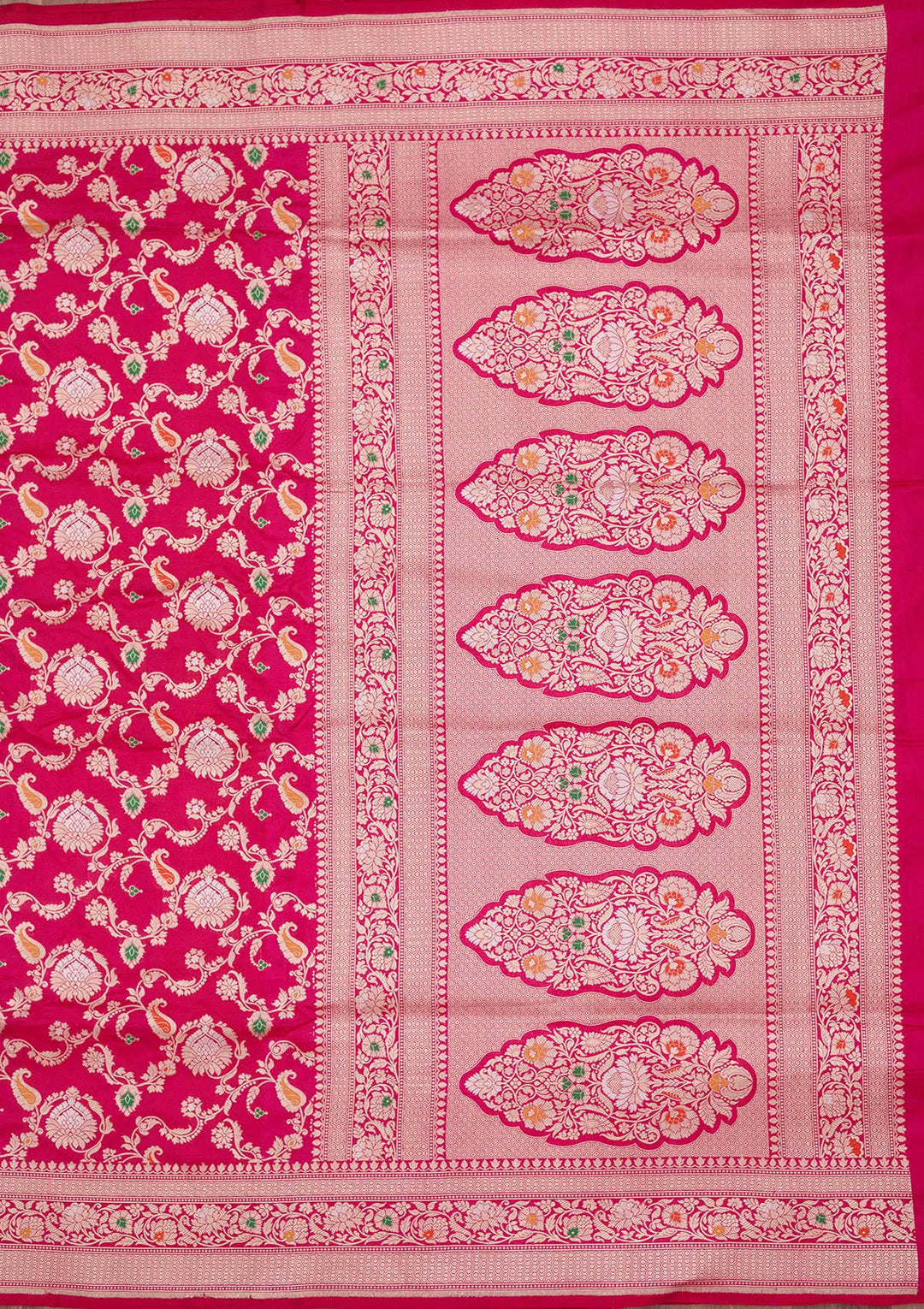 Magenta Pink Zariwork Pure Silk Saree
