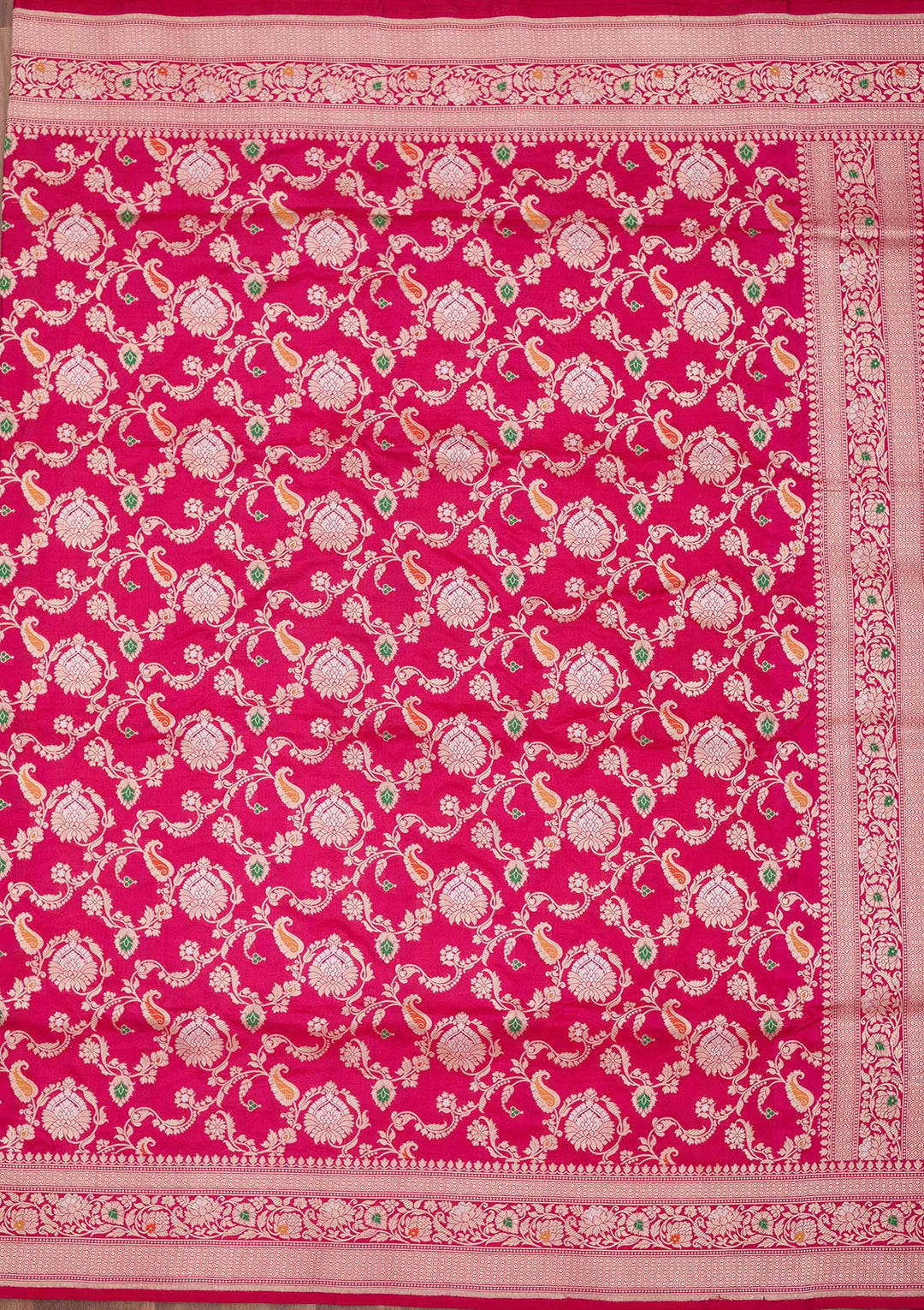 Magenta Pink Zariwork Pure Silk Saree