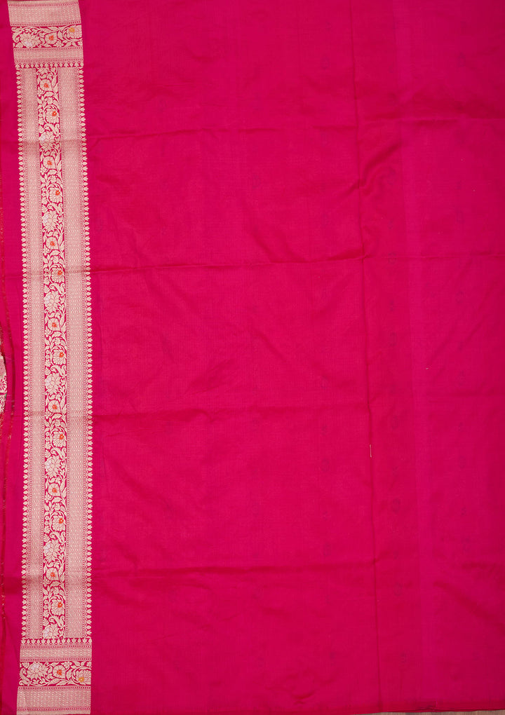 Magenta Pink Zariwork Pure Silk Saree