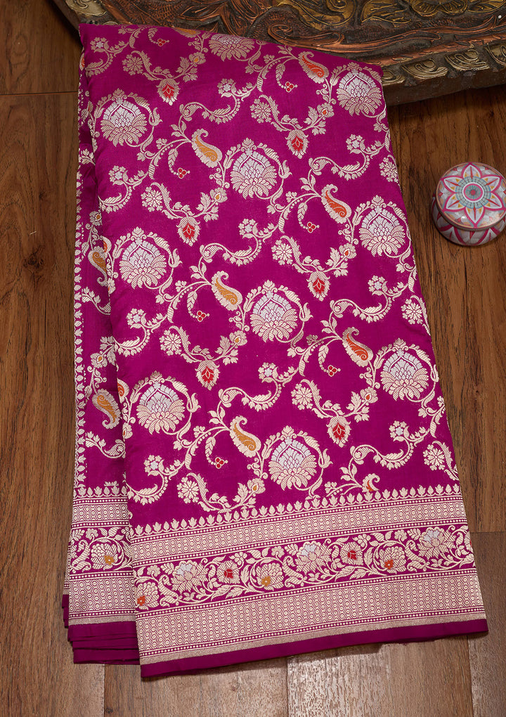 Wine Zariwork Pure Silk Saree