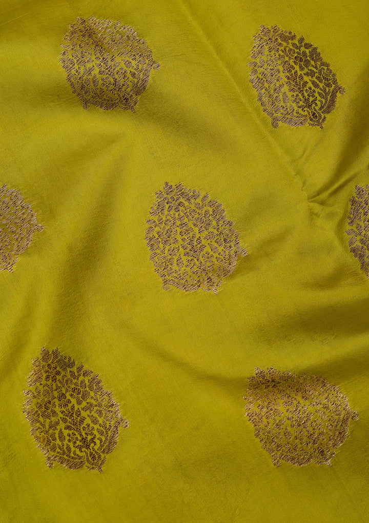 Lime Green Zariwork Pure Silk Saree