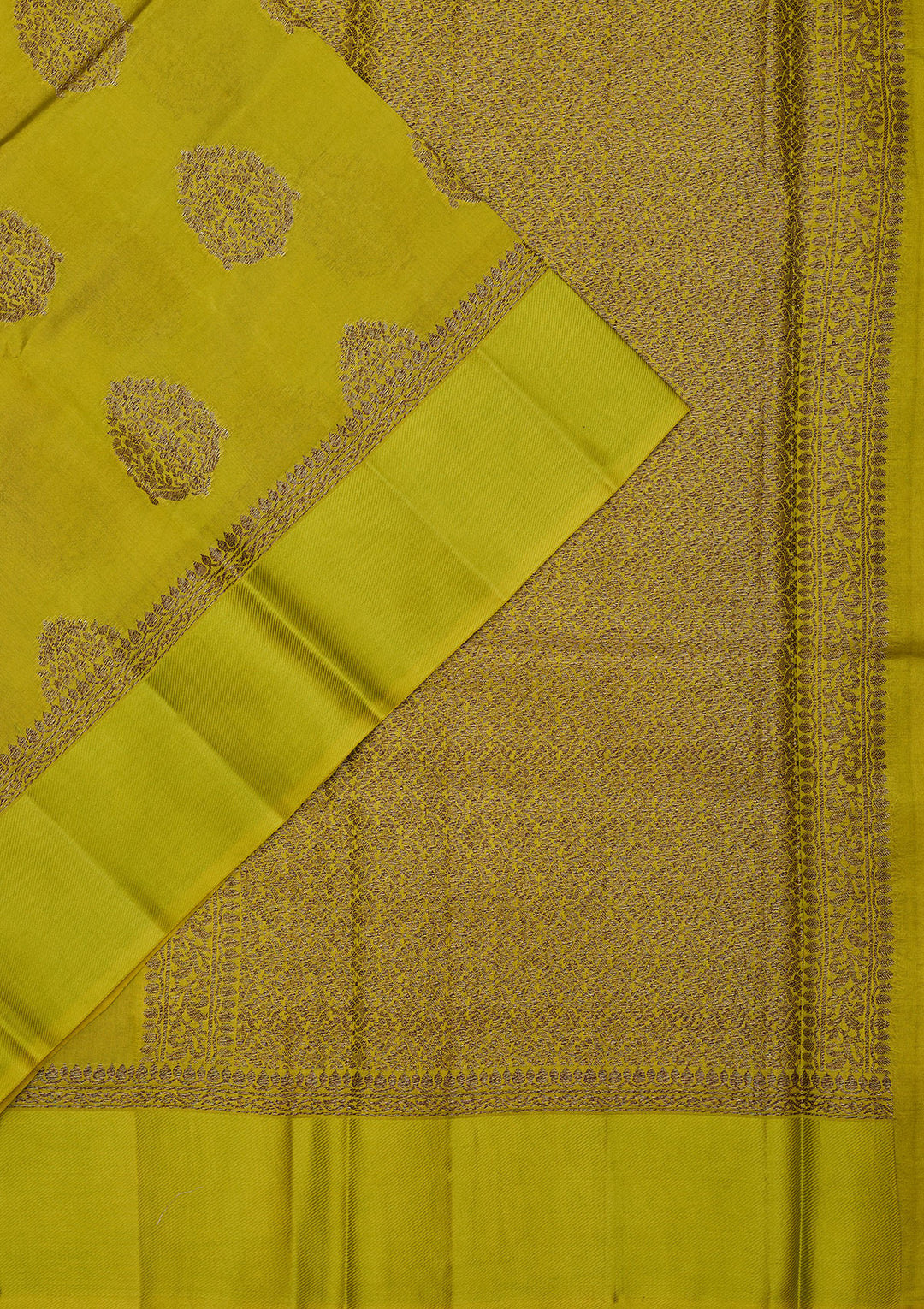 Lime Green Zariwork Pure Silk Saree