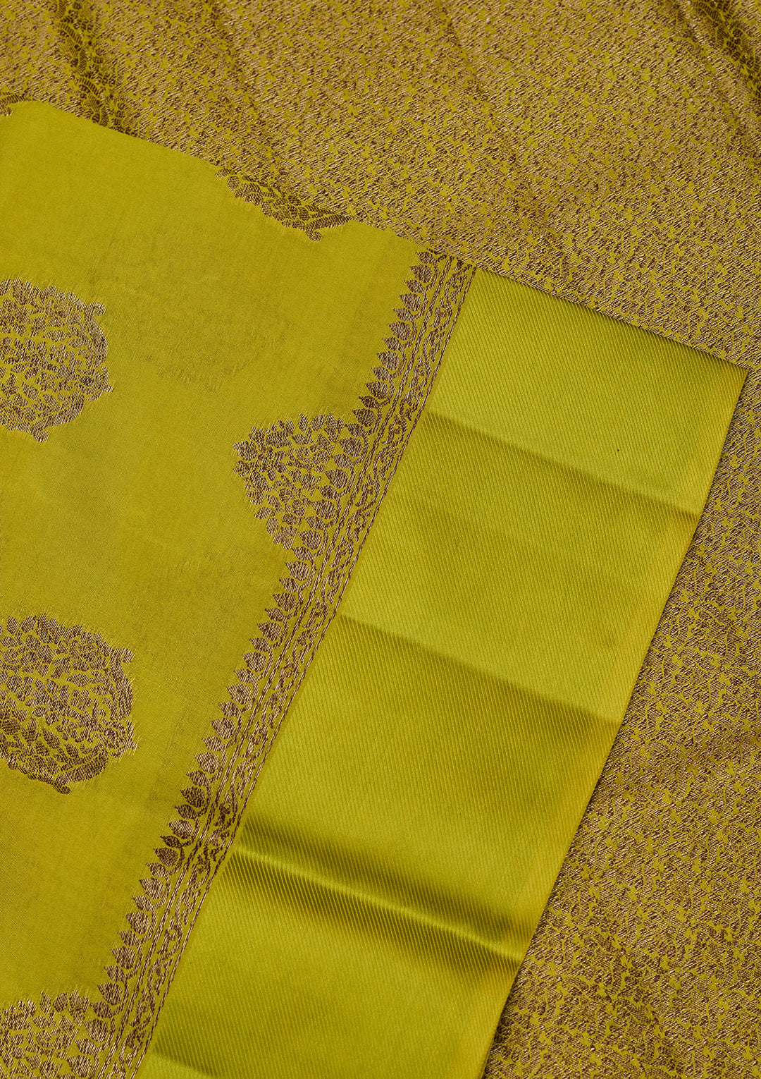 Lime Green Zariwork Pure Silk Saree