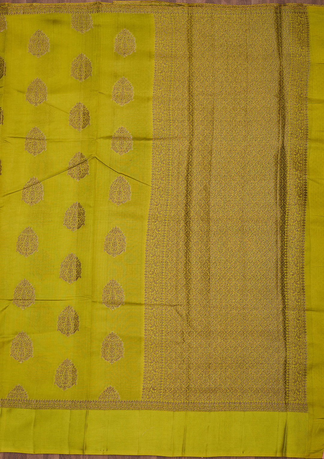 Lime Green Zariwork Pure Silk Saree