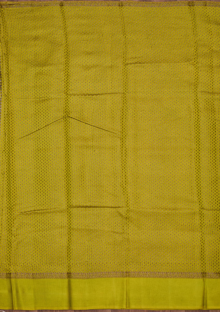 Lime Green Zariwork Pure Silk Saree