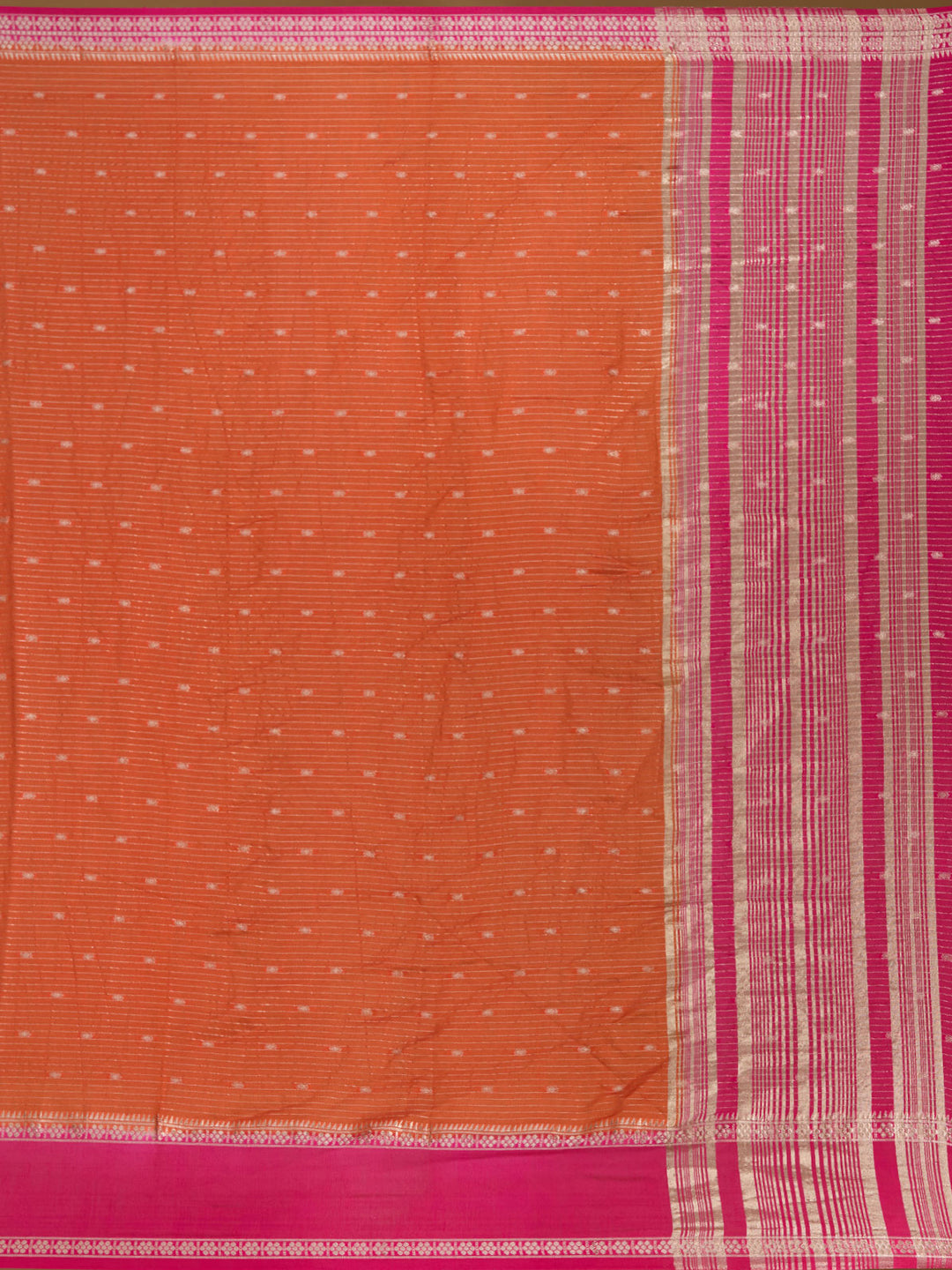 Orange Cotton Buti Gold Zariwork Saree With Matching Blouse Piece