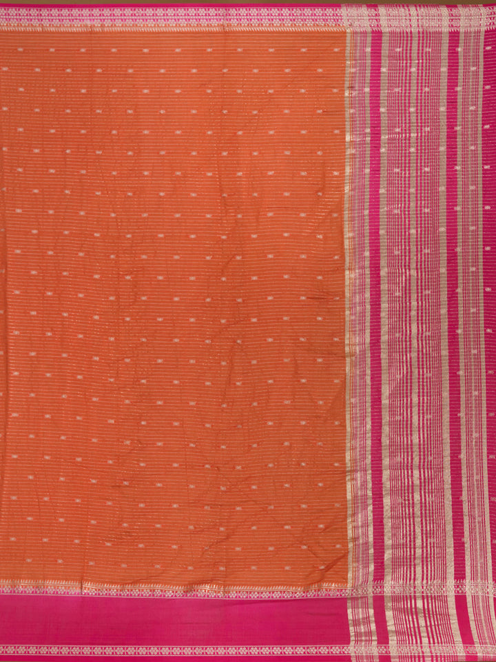 Orange Cotton Buti Gold Zariwork Saree With Matching Blouse Piece