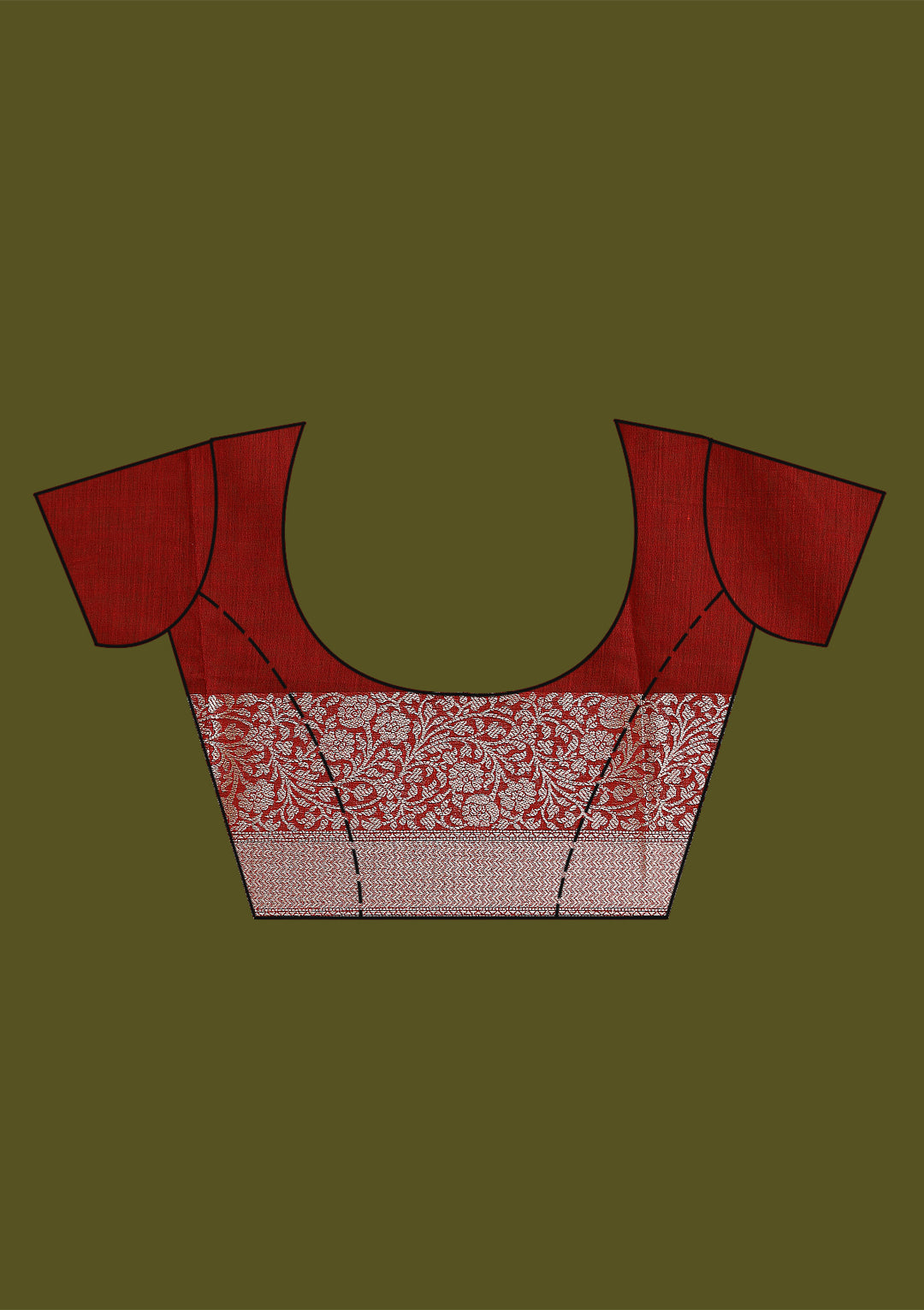 Red Cotton Buti Zariwork Saree With Matching Blouse Piece