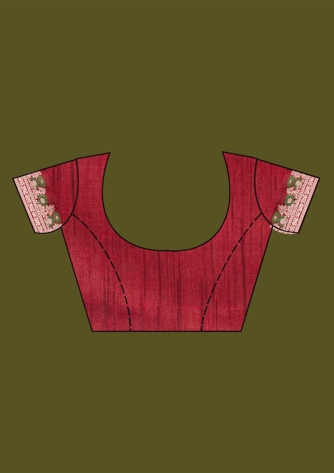 Maroon Cotton Buti Gold Zariwork Saree With Matching Blouse Piece