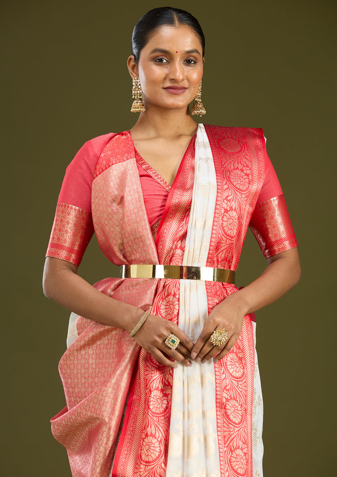 Cream Zariwork Tissue Silk Saree