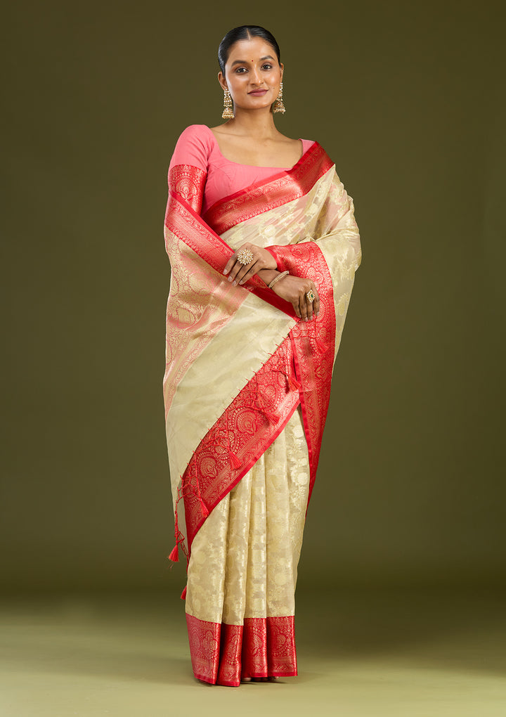 Gold Cotton Plain Gold Zariwork Saree With Matching Blouse Piece