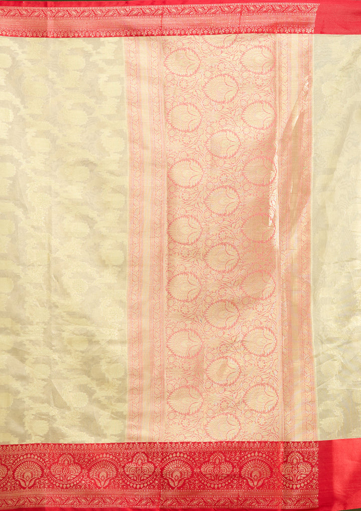 Gold Cotton Plain Gold Zariwork Saree With Matching Blouse Piece