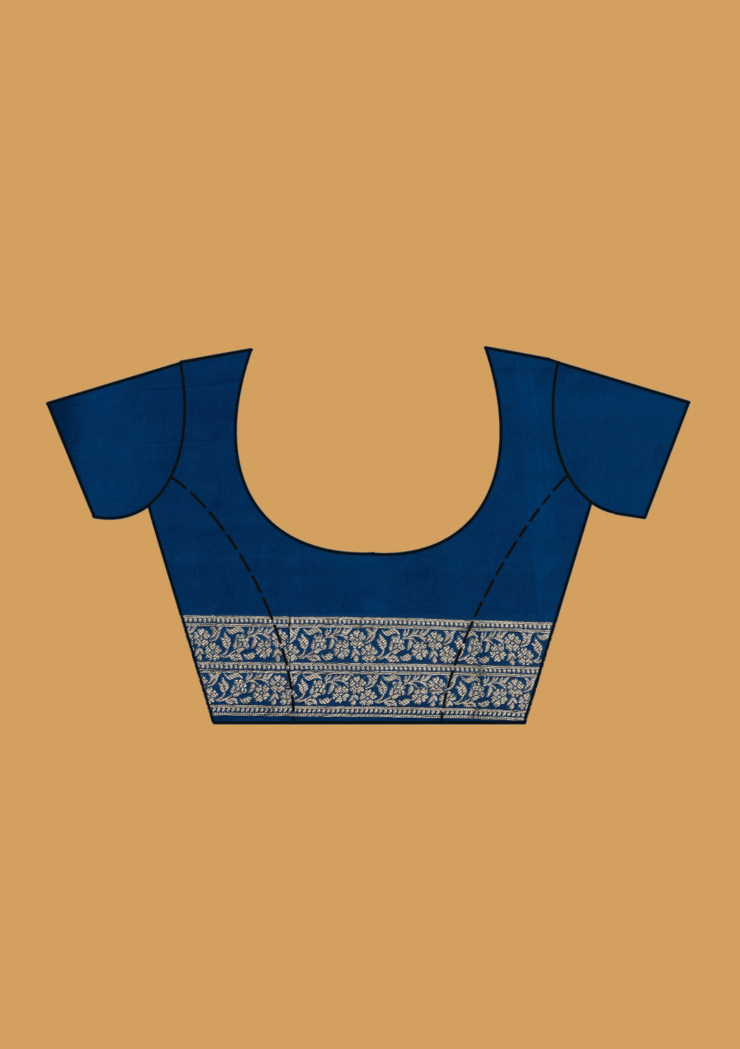 Peacock Blue Crepe Buti Gold Zariwork Saree With Matching Blouse Piece